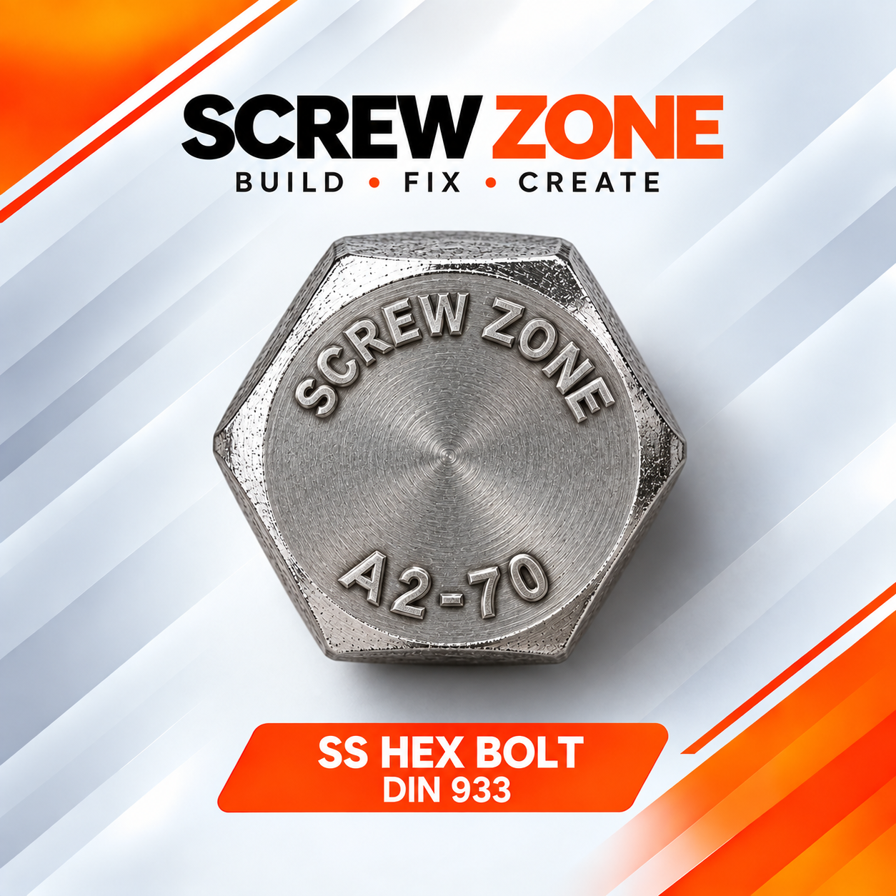 M6 X 50mm SS 304 Hex Bolt | DIN 933 Stainless Steel Hex Bolt