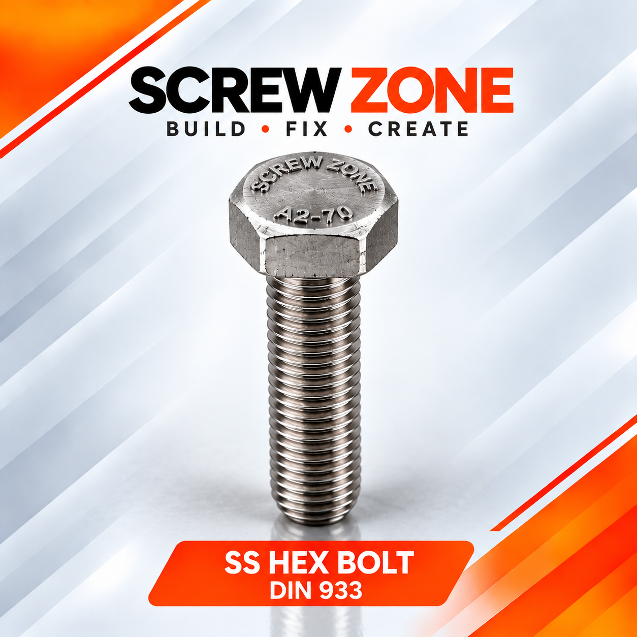 M10 X 65mm SS 304 Hex Bolt | DIN 933 Stainless Steel Hex Bolt