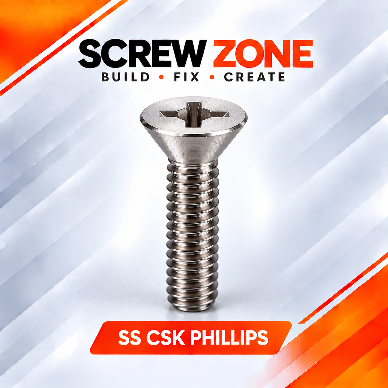 M4x 10mm SS 304 CSK Phillips Screw | DIN 965 Stainless Steel Countersunk Screw