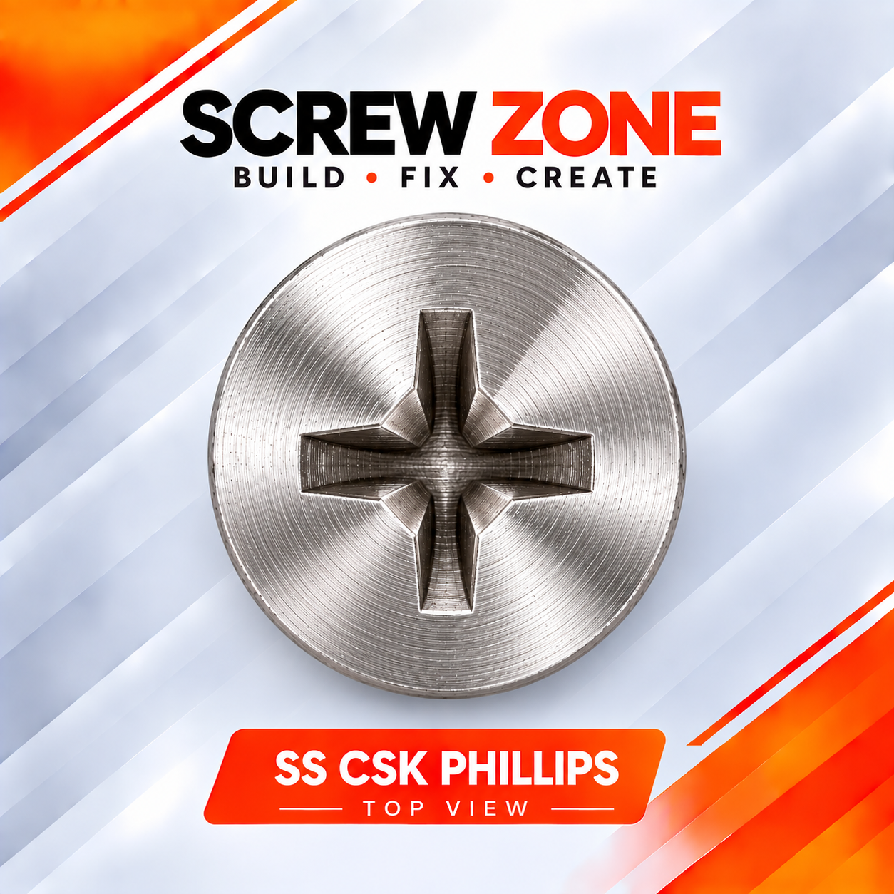 M6x 30mm SS 304 CSK Phillips Screw | DIN 965 Stainless Steel Countersunk Screw