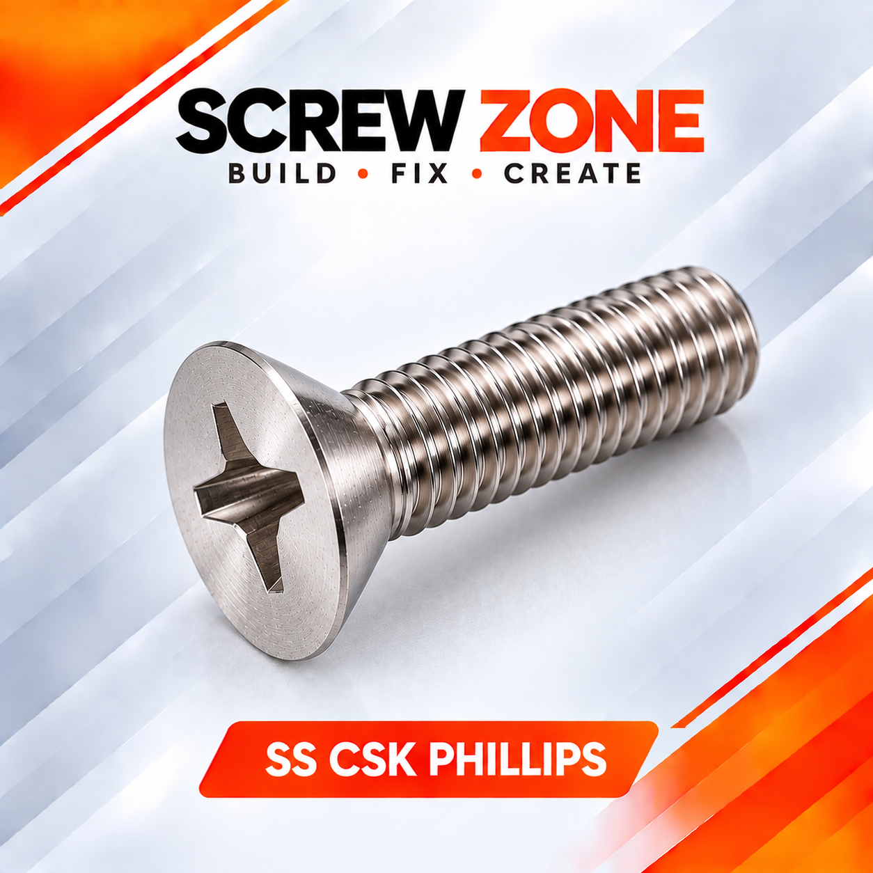 M8x 30mm SS 304 CSK Phillips Screw | DIN 965 Stainless Steel Countersunk Screw