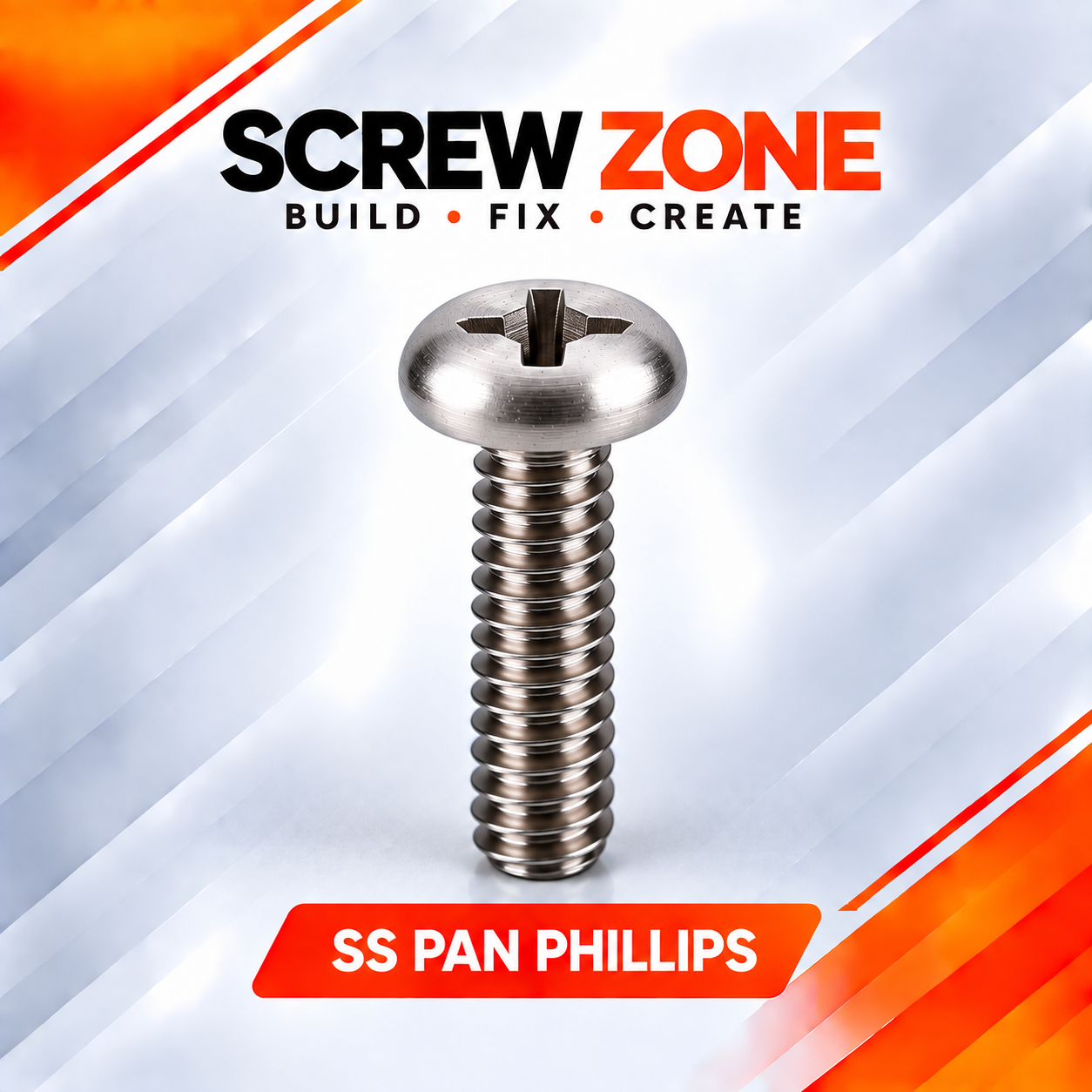 M6 x 10mm SS 304 Pan Phillips Screw | DIN 7985 Stainless Steel Machine Screw