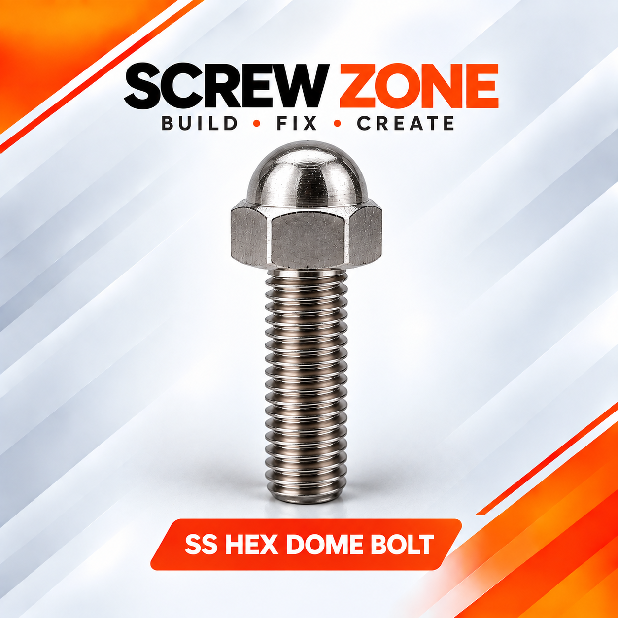 M4 x 10mm SS 304 Hex Dome Bolt | Stainless Steel Dome Head Bolt