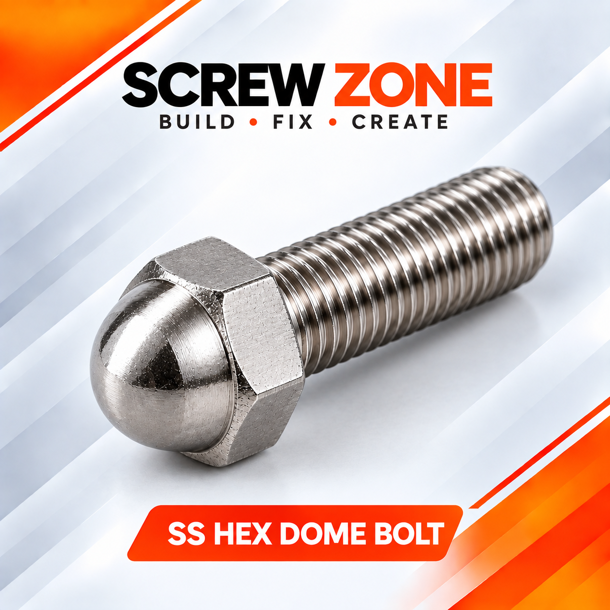 M5 x 16mm SS 304 Hex Dome Bolt | Stainless Steel Dome Head Bolt