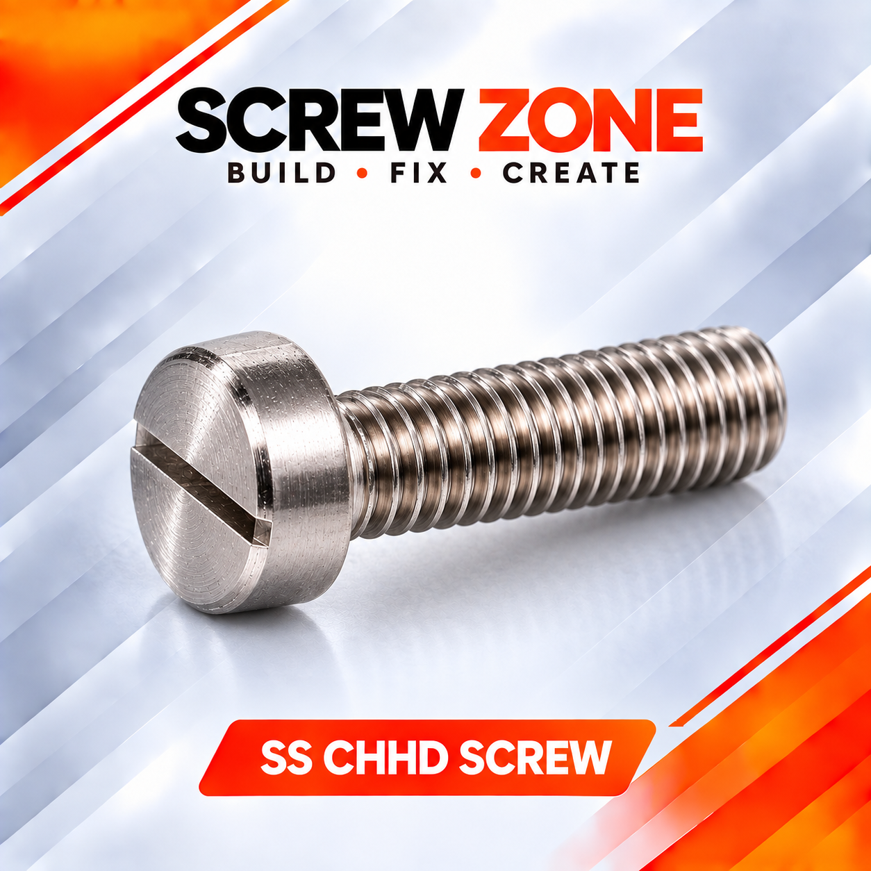 M6 x 30 mm SS 304 Cheese Head Slotted Screw | DIN 84 Stainless Steel Machine Screw