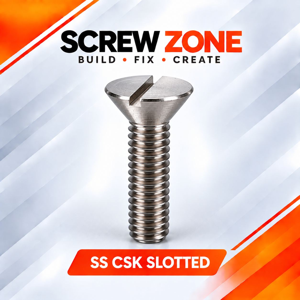 M4 x 12mm SS 304 CSK Slotted Screw | DIN 963 Stainless Steel Countersunk Machine Screw