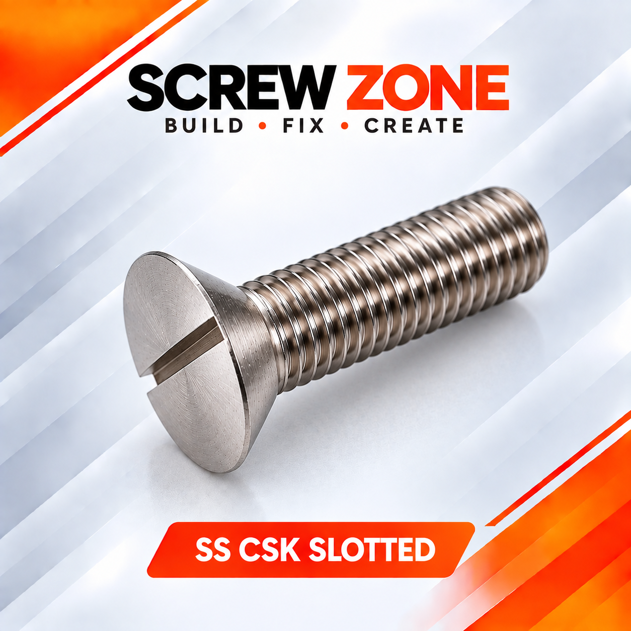 M6 x 70mm SS 304 CSK Slotted Screw | DIN 963 Stainless Steel Countersunk Machine Screw