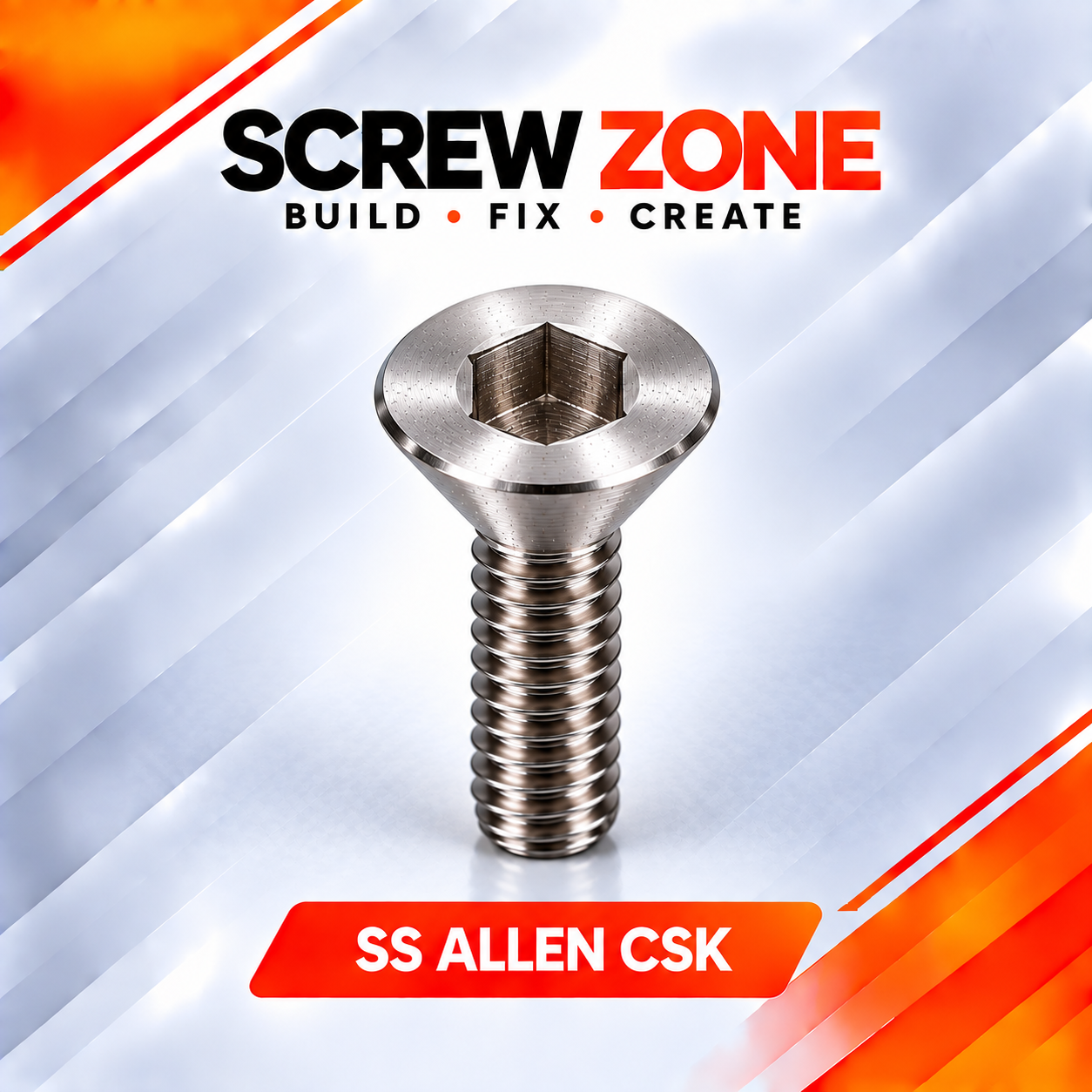M3 x 12mm SS 304 Allen CSK Screw | DIN 7991 Stainless Steel Countersunk Socket Screw