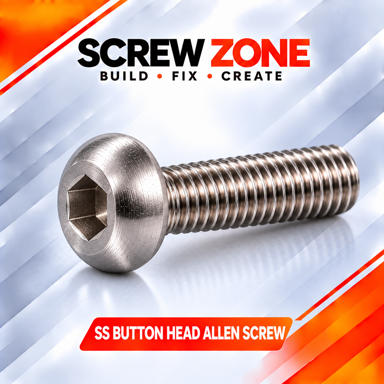 M6 x 40mm SS 304 Button Head Allen Screw | ISO 7380-1 Stainless Steel Socket Screw