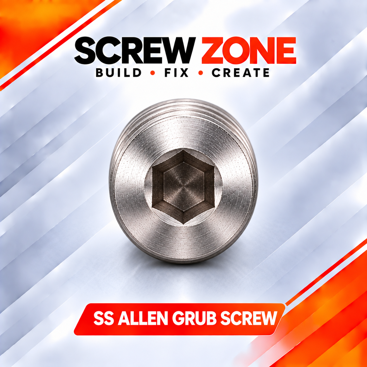 M8 x 20mm SS 304 Allen Grub Screw | Stainless Steel Hex Socket Set Screw