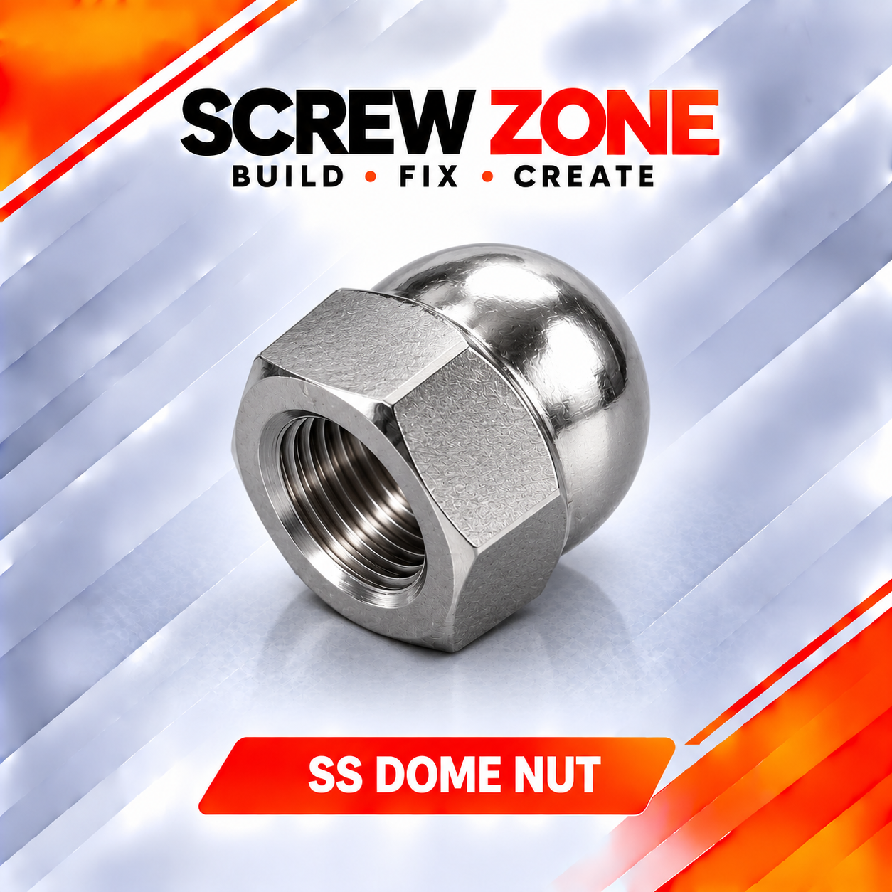 M16 SS 304 Dome Nut | DIN 1587 Stainless Steel Hex Cap Nut