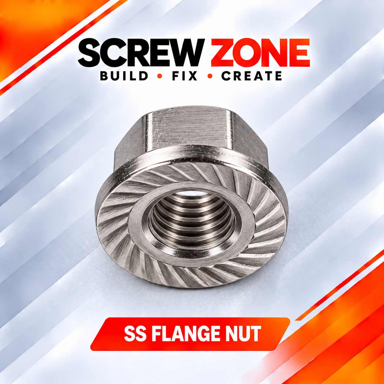 M12 SS 304 Flange Nut | Stainless Steel Hex Flange Nut