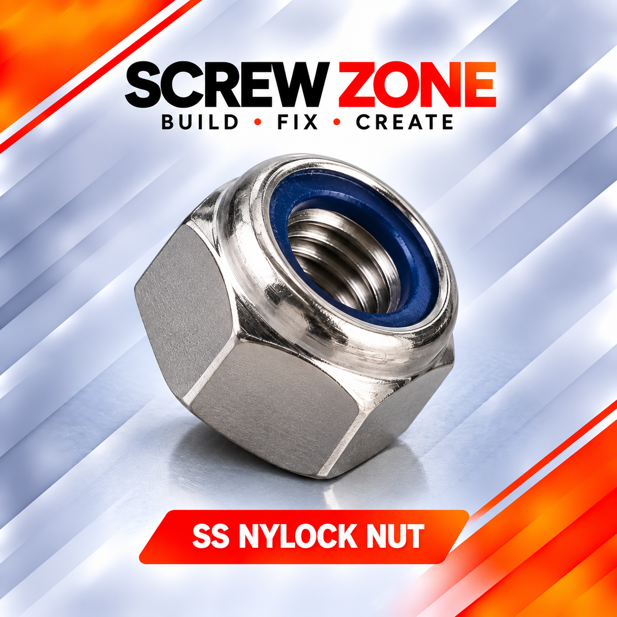 M8 SS 304 Nylock Nut | DIN 985 Stainless Steel Nylon Insert Lock Nut
