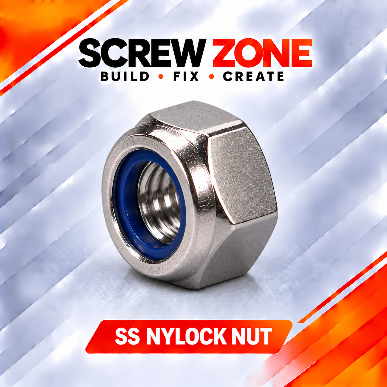 M10 SS 304 Nylock Nut | DIN 985 Stainless Steel Nylon Insert Lock Nut