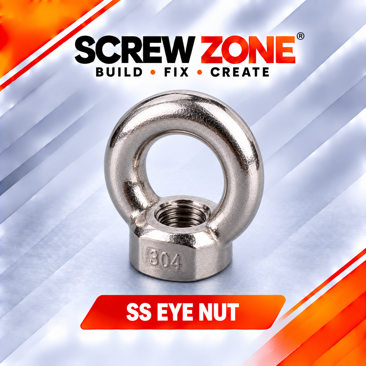 1/2" SS 304 Lifting Eye Nut | DIN 582 Stainless Steel Eye Nut