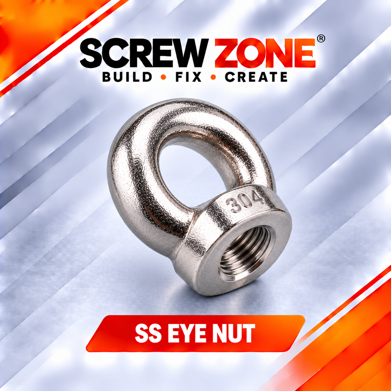 1/2" SS 304 Lifting Eye Nut | DIN 582 Stainless Steel Eye Nut