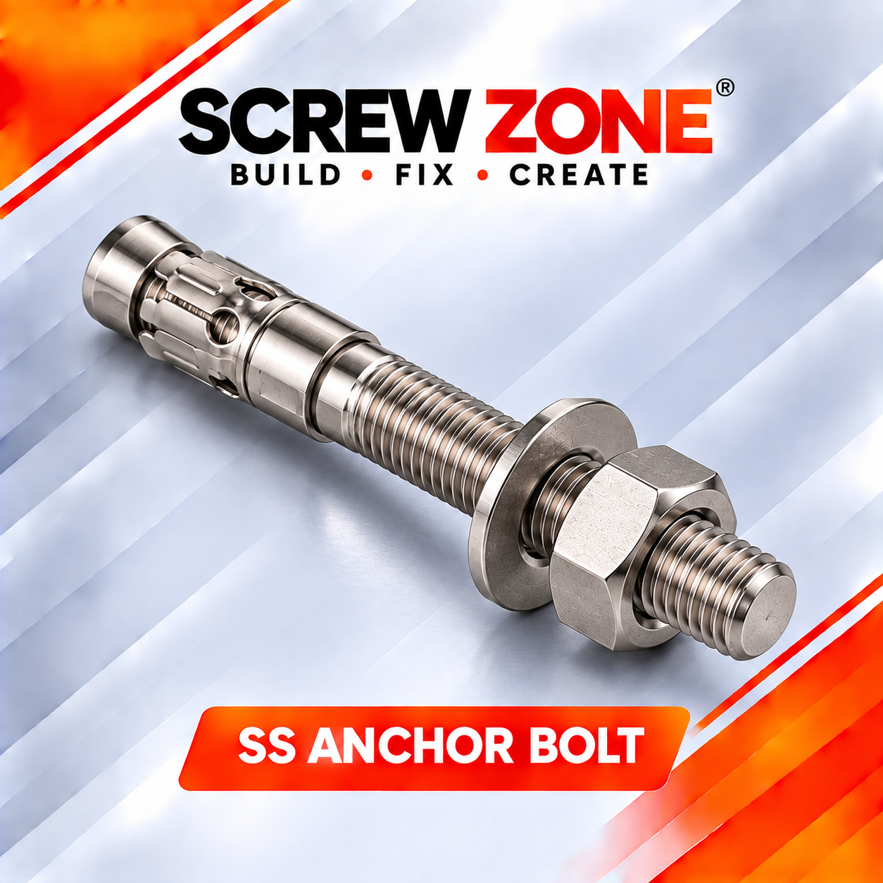 M10 x 75mm SS 304 Anchor Bolt | Stainless Steel Wedge Expansion Anchor