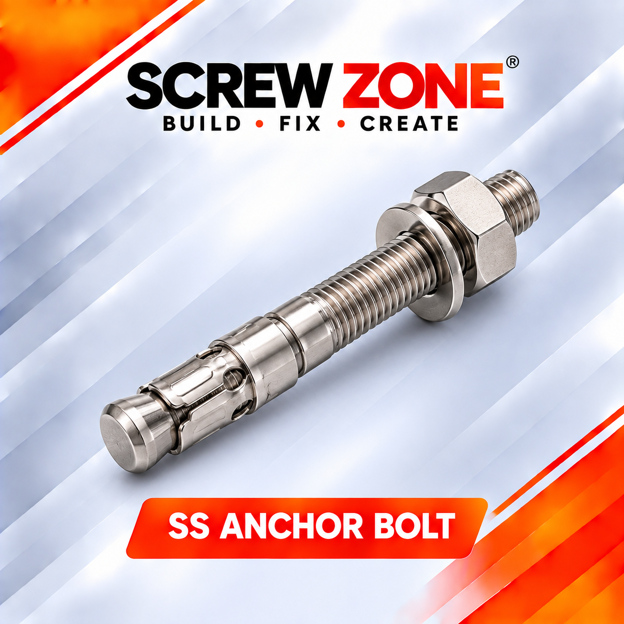 M16 x 250mm SS 304 Anchor Bolt | Stainless Steel Wedge Expansion Anchor