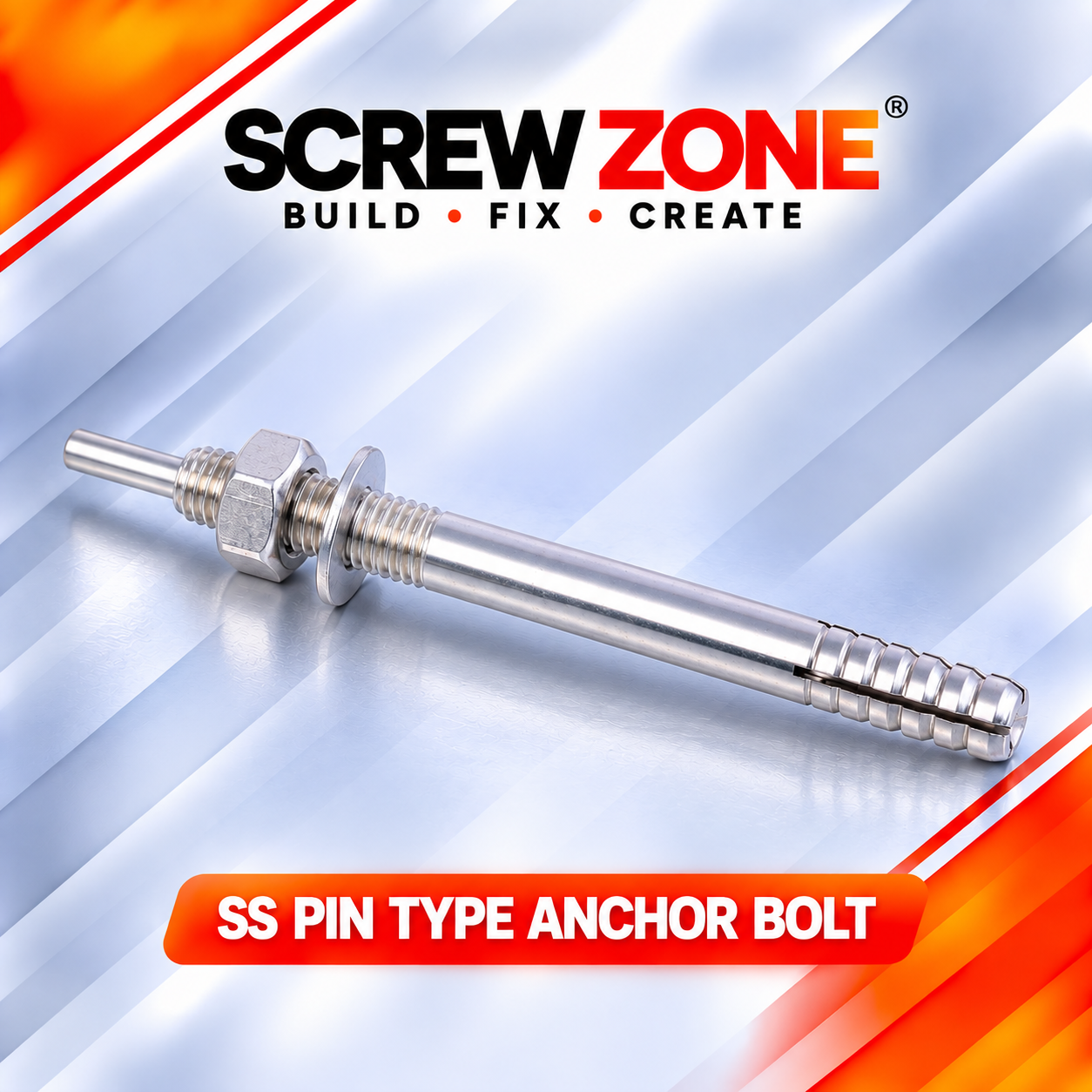 M10 x 150mm SS 304 Pin Type Anchor Bolt | Stainless Steel Expansion Anchor