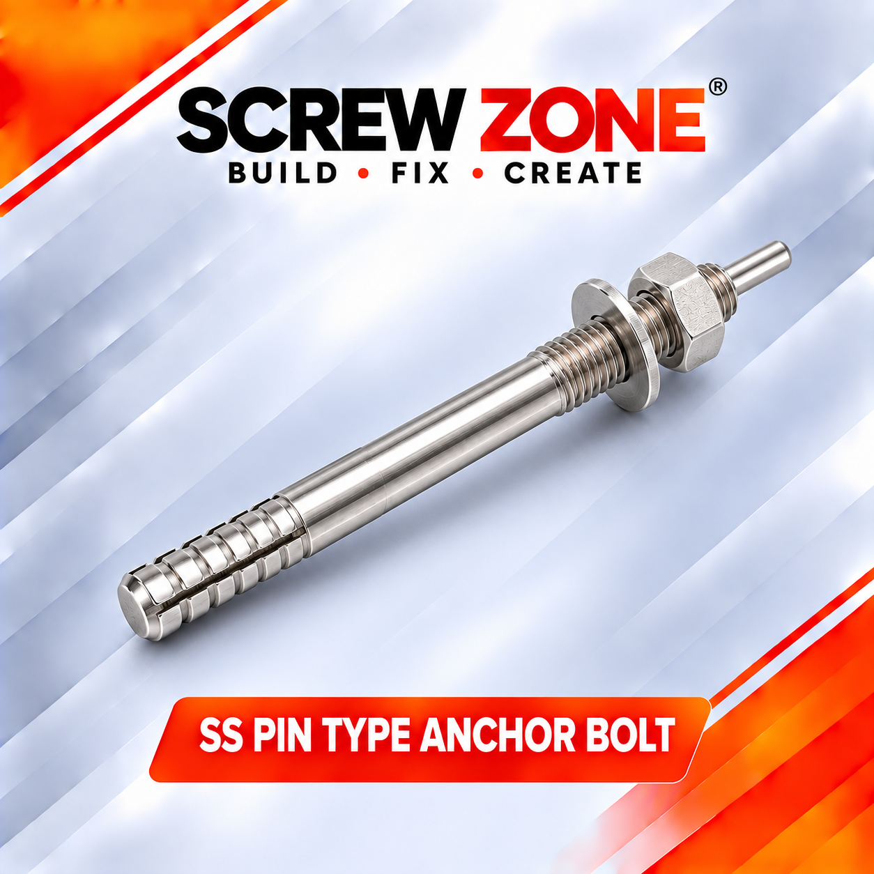 M12 x 100mm SS 304 Pin Type Anchor Bolt | Stainless Steel Expansion Anchor