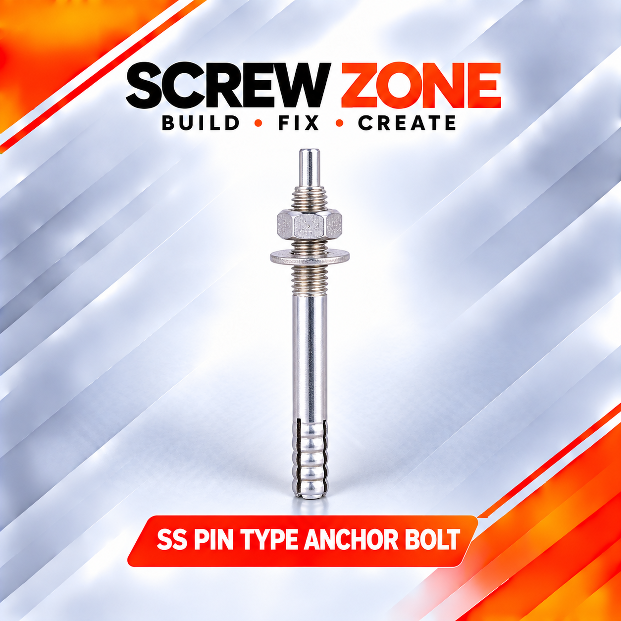 M12 x 100mm SS 304 Pin Type Anchor Bolt | Stainless Steel Expansion Anchor