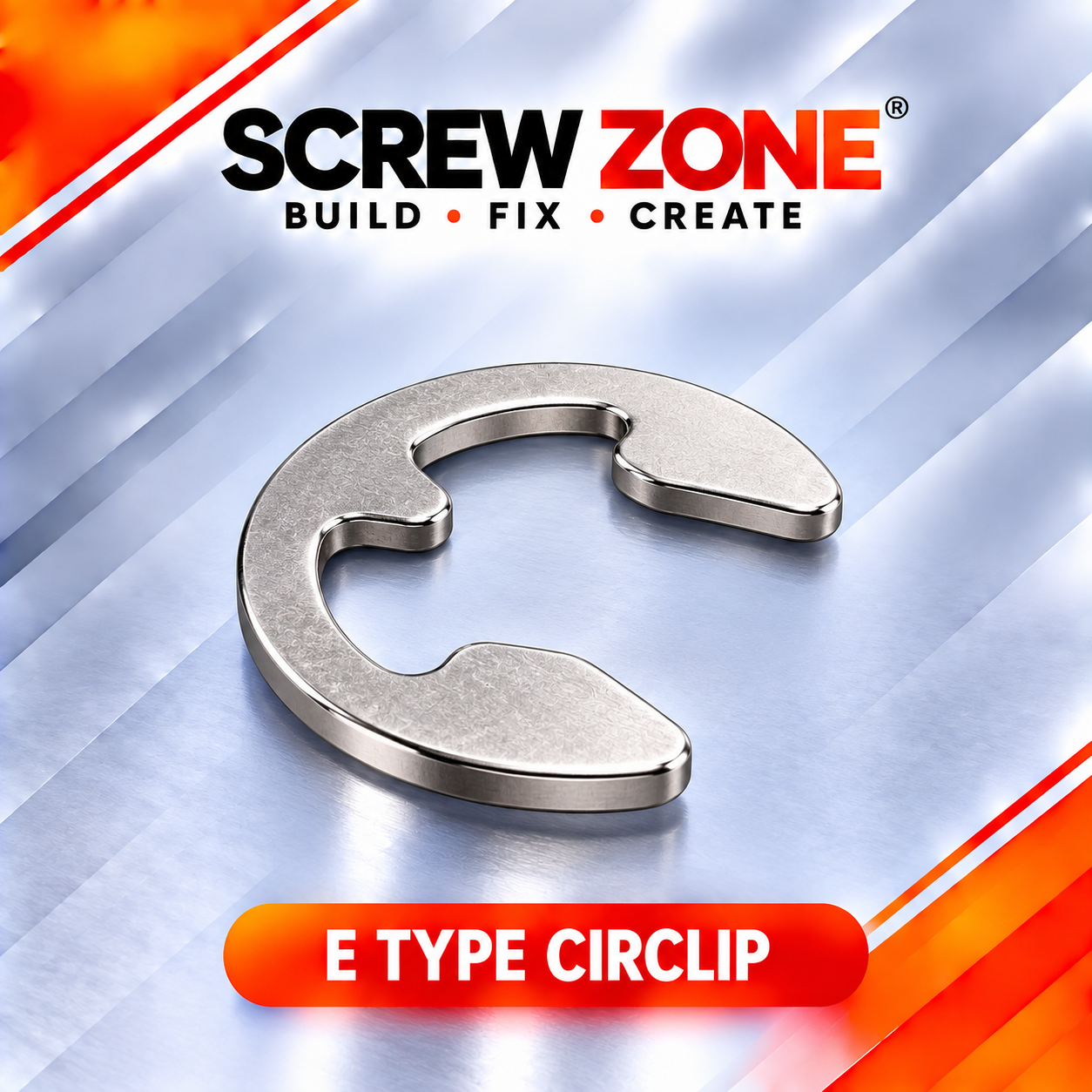 12mm SS E-Type Circlip | DIN 6799 Stainless Steel Shaft Retaining Ring
