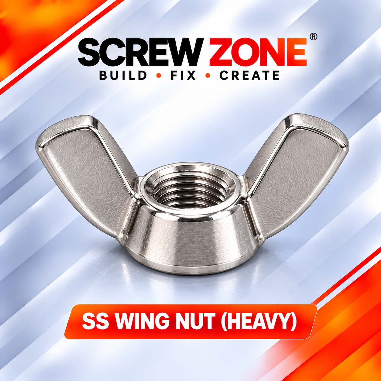3/8" SS 304 Wing Nut (Heavy)| Stainless Steel Heavy Duty Butterfly Wing Nut