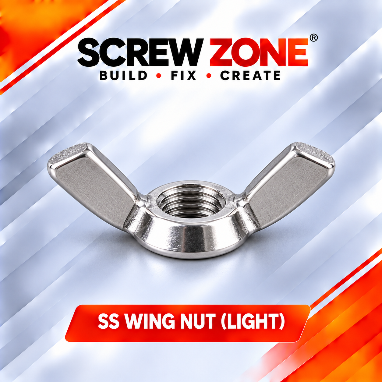 M6 SS 304 Wing Nut Light | Stainless Steel Light Duty Butterfly Wing Nut