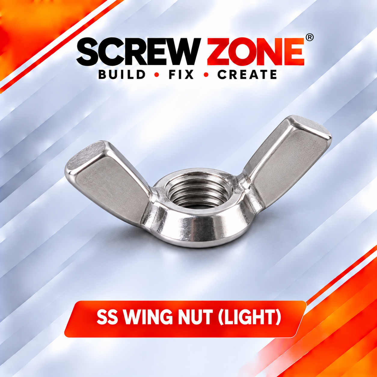 M6 SS 304 Wing Nut Light | Stainless Steel Light Duty Butterfly Wing Nut