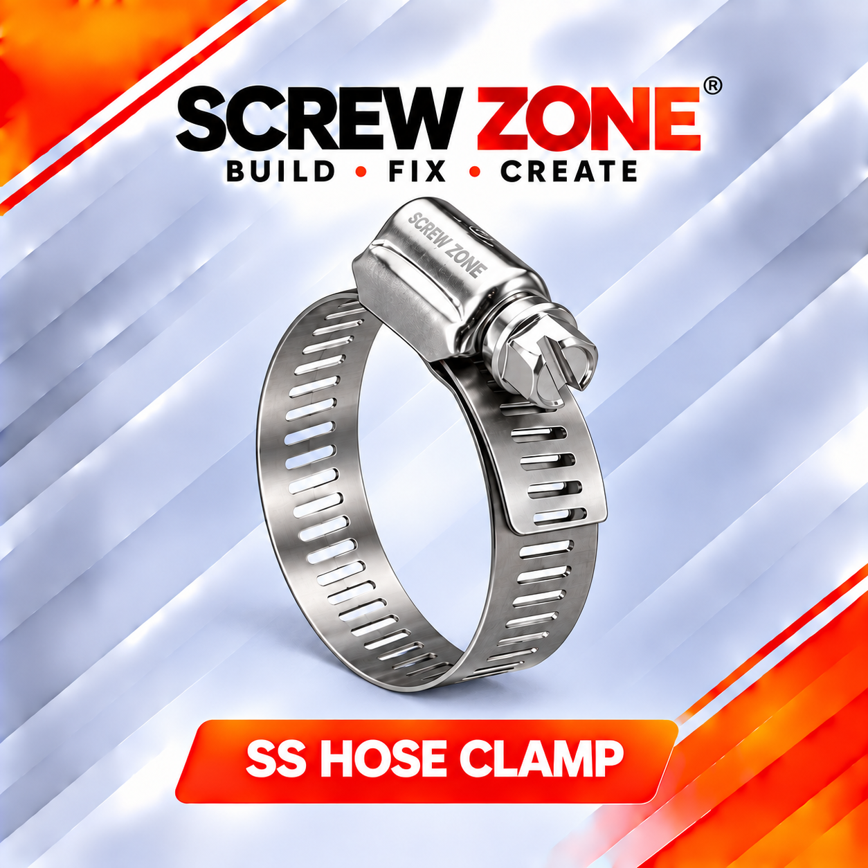 6"-7" SS Hose Clamp | DIN 3017 Stainless Steel Worm Drive Hose Clamp