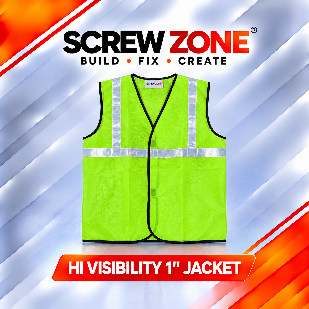 Hi Visibility 1 Inch Reflective Safety Jacket | High Visibility Reflective Vest (neon)