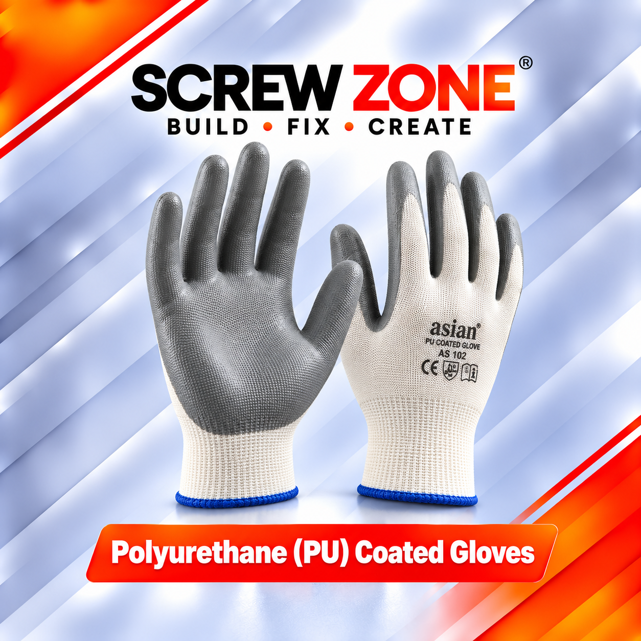 White Polyurethane (PU) Coated Cut Resistant Industrial Safety Gloves | PU Coated Work Gloves