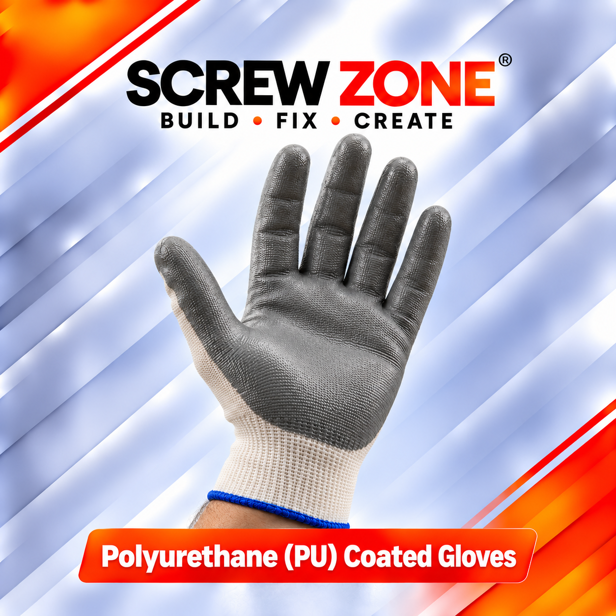 White Polyurethane (PU) Coated Cut Resistant Industrial Safety Gloves | PU Coated Work Gloves